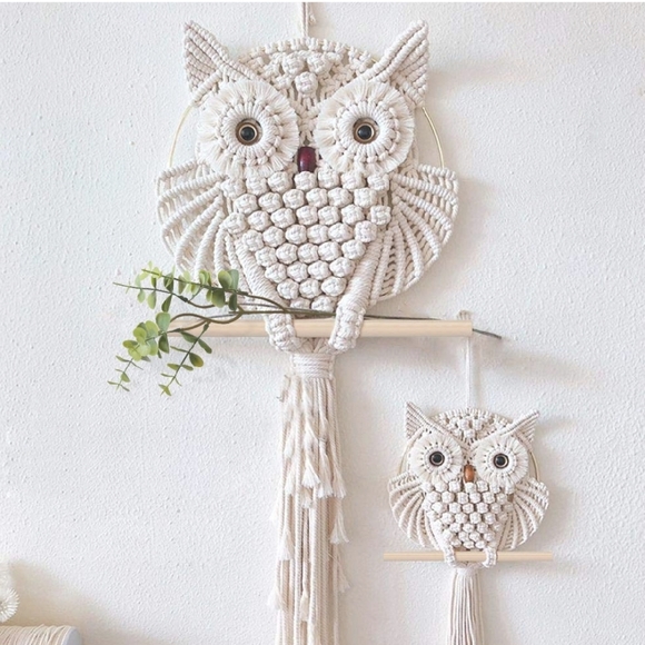 UO 2 Pcs Owl Macrame Wall Hanging Art Decor - Picture 3 of 8